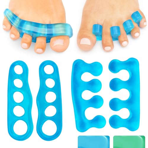 VIVEsole Toe Separators for Men & Women Medium (2 Pairs) - Silicone Gel Spreaders - Therapeutic Spa Stretchers for Plantar Fasciitis, Bunions, Overlapping Hammer Toe Spacers - Metatarsal Yoga Cushion