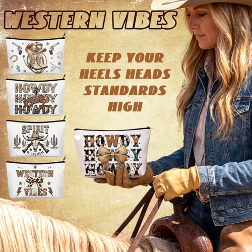 Western Makeup Bags Bulk Gift Set - 36 Canvas Cow Pattern Cosmetic Pouches - Western