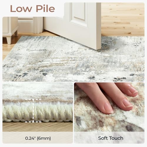 Carpelux 9x12 Rectangular Washable Area Rug in Brown/Grey – Large Non-Slip Living Room Carpet
