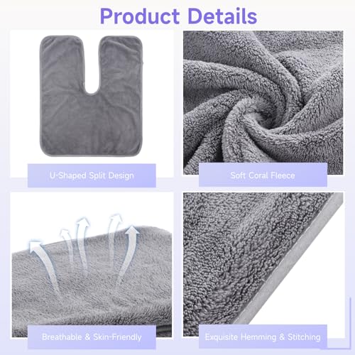 Gray U-Shaped Coral Fleece Facial Towels 12PCS Salon Spa Cleansing Cloths