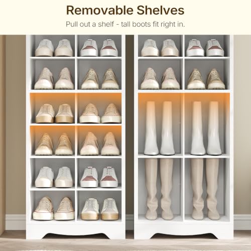 8-Tier Wooden Shoe Rack Storage Cabinet for Closet & Entryway