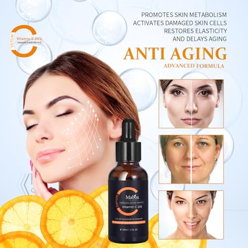 20% Vitamin C Face Serum With Hyaluronic Acid and Vitamin E- Facial Serum - Fade Dark Spots, Acne & Wrinkles, Smoothing Skin Serum for Face and Eye (1 fl.oz)