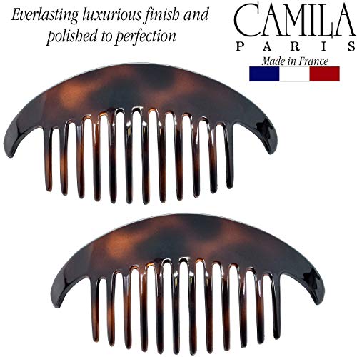 Tortoise Shell Hair Combs Set - 4 Piece French Side Interlocking Clips for Women