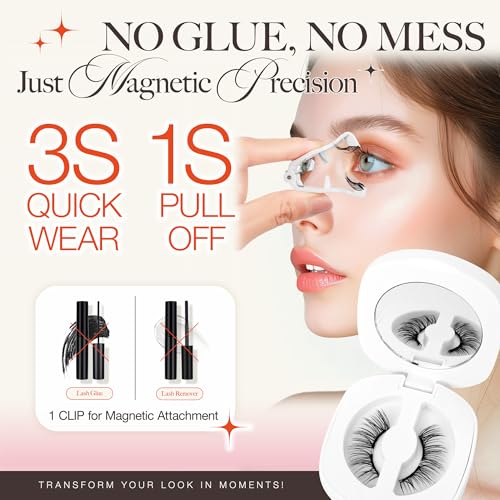 Magnetic Eyelashes with Applicator - Reusable Natural Look, No Glue - A14
