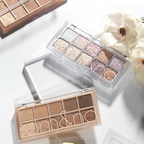 rom&nd Peony Nude Garden V1 Eyeshadow Palette - 10 Shimmer Shades for Natural & Bold Looks