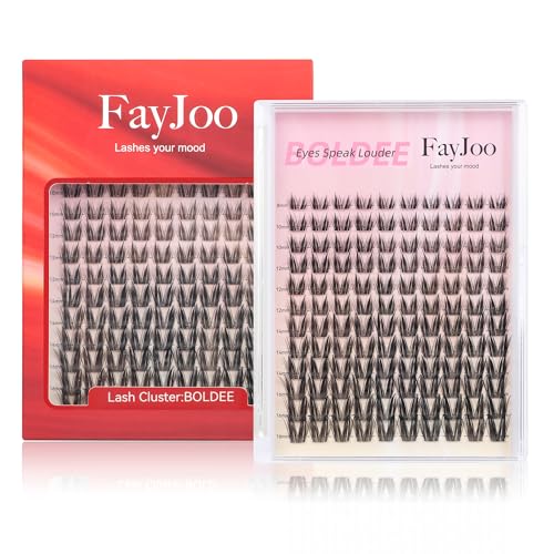 Dramatic Volume Lash Clusters, 0.05mm Thin Band 8-18mm C Curl, DIY Lash Extension Reusable, FayJoo BOLDEE 11 Lash Only