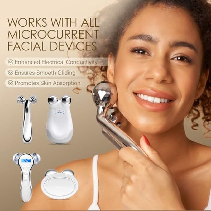 Microcurrent Conductive Gel Hydrating Collagen Leave-On Primer for Face Conductivity Gel with Hyaluronic Acid Snail Mucin Centella Asiatica Fragrance-Free Paraben-Free Work with Facial Device