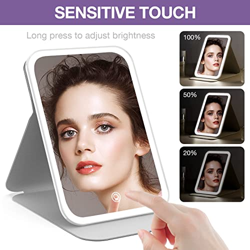 Kintion Portable LED Lighted Folding Travel Makeup Mirror - Black