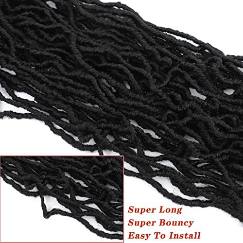 BLUONASI 40 Inch Soft Faux Locs Crochet Hair - Natural Color #1B, 6 Packs