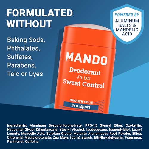 Mando Antiperspirant Deodorant for Men - Pro Sport 2.6 oz Stick - 2 Pack