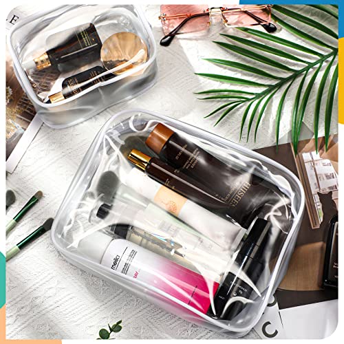 12 Pack Clear Waterproof Makeup & Toiletry Bags with Zippers - Travel Organizer Set