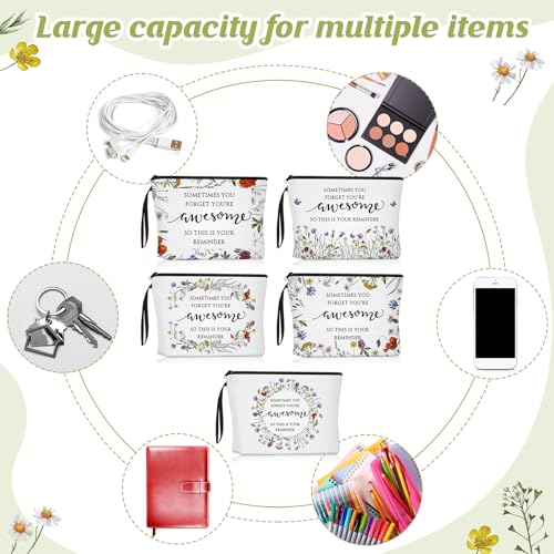20 Inspirational Floral Canvas Makeup Bags for Women - Bulk Set