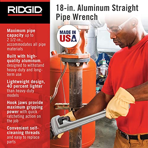 18-Inch Aluminum Pipe Wrench - Lightweight Heavy-Duty Plumbing Tool