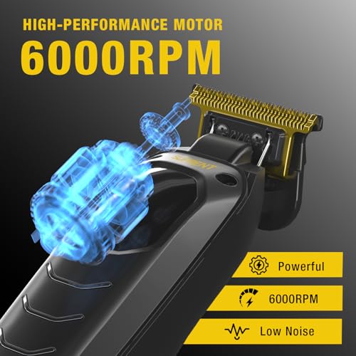 SUPRENT Hair Trimmers for Men - Electirc Cordless Beard Hair Trimmer with LED Display, High-Performance Rechargeable Zero-gapped Trimmer for Home Use with Titanium Blades (Black)