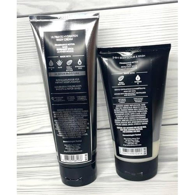 Bath and Body Works Men's Graphite Ultimate Hydration Body Cream and Body Scrub Set of 2
