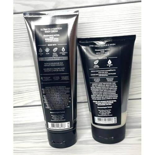 Bath and Body Works Men's Graphite Ultimate Hydration Body Cream and Body Scrub Set of 2