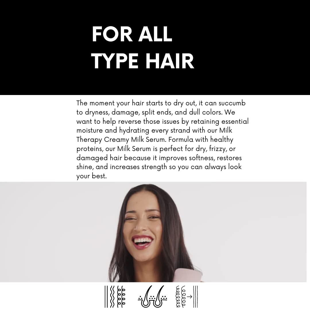 Morfose Milk Therapy Serum, Nurishment and Protection, Silkier, Shinier, Healthier-looking and Stronger Hair, Split-end Healing, provides Softness, Vitality and Radiance, 100 ml