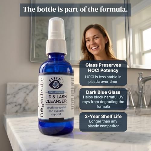 Eye Love Heyedrate Lid and Lash Cleanser - 4 oz Glass Bottle - Daily Eyelid & Lash Cleaner