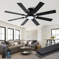 Low Profile Ceiling Fan with Light and Remote - 54 Inch, Reversible, Dimmable, Black