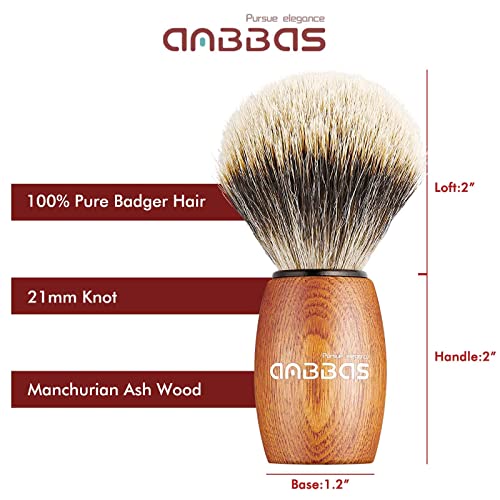 Brown Badger Hair Shaving Brush Set for Men with Lather Bowl & Soap - Anbbas 4-in-1