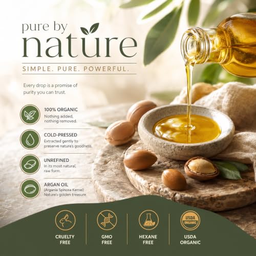 Pure Moroccan Argan Oil for Hair & Skin - 100% Cold Pressed, Organic, Multi-Use