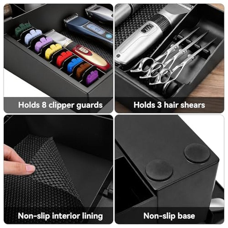 Barber Station Organizer, Barber Clipper Tray Organizer Storage Salon Grooming Station Hairstylist Organizer Clipper Guard Organizer Holder, Detachable Barber Tools Organizer