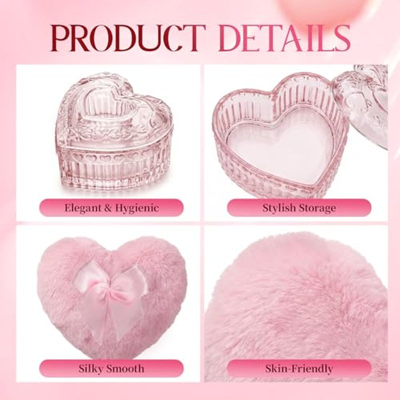 Body Powder Puff and Container Powder Container with Puff Crystal Case Soft Washable Reusable Velour Face Body Wet Dry Makeup