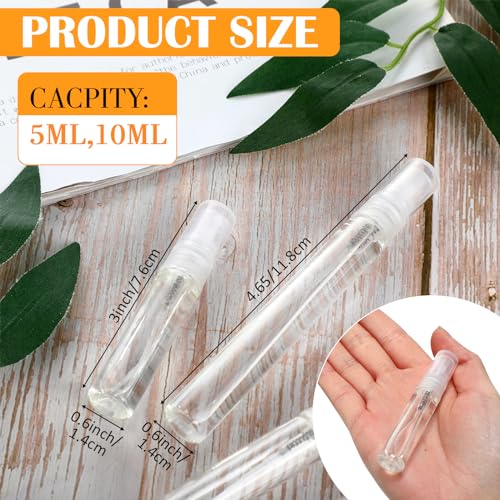 Tanlade 300 Pcs 5ml/10ml Mini Spray Bottles Refillable Clear Glass Travel Perfume Atomizer Mouthwash Bottle Cologne Small Sample Containers for Essential Oils, Retailers