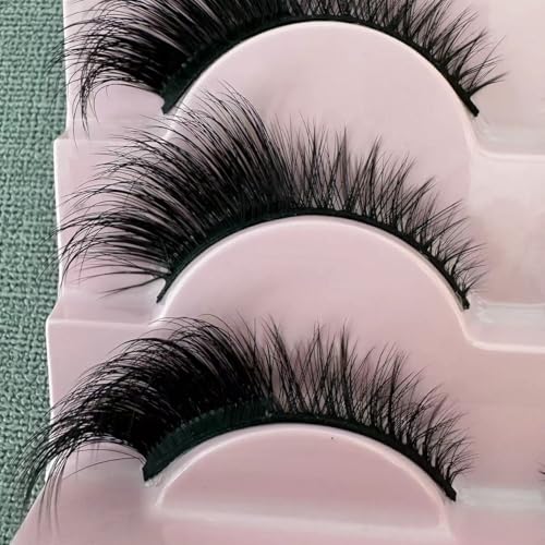 Natural Fox Eye Lashes Wispy False Eyelashes 15mm Fluffy Mink Lashes 3D Curl Fake Cat Eyelashes Multipack More sexy, charming and attractive by ELENINE (15mm, 3DMAO-01)