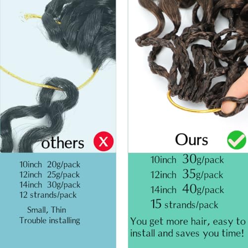 14 Inch T30# Pre Looped Curl Crochet Hair Extensions 8 Packs for Natural Waves