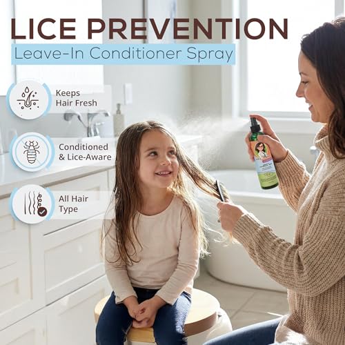 Kids Lice Prevention Hair Care Set – Natural 2-in-1 Shampoo & Conditioner + Detangler Spray, Paraben & Sulfate Free, 8 oz Each