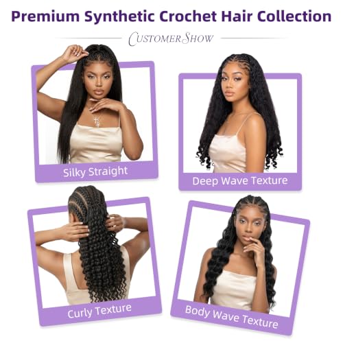 Kinky Straight Feather Crochet Hair for Black Women - 22 Inch, 90g, #1B Variation KS-90G