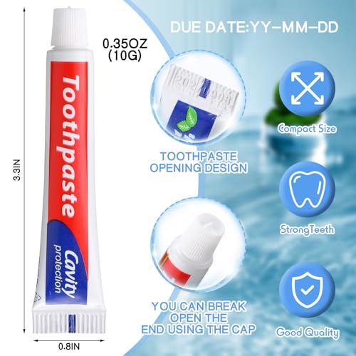 Dimsile 200 Pcs Mini Travel Toothpaste 0.35oz - Freshens Breath & Whitens Teeth