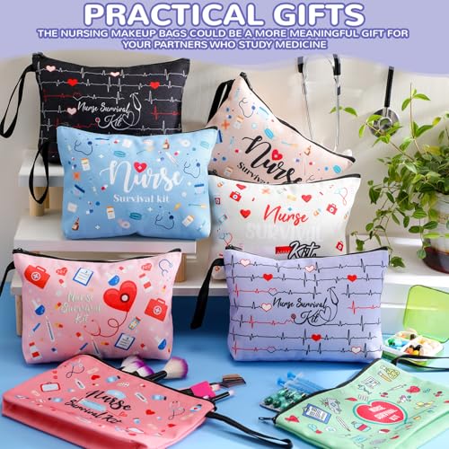 Fashionable Nurse Cosmetic Bags Bulk - 24 Pack with Handles, Vibrant Colors