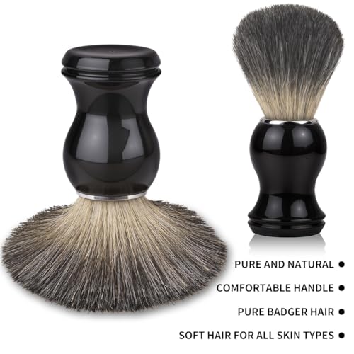 Shaving Brush Set 2 in 1, Shaving Brushes for Men with Comfortable Handle, Soft Bristle Shave Brush Shaving Kit Includes Brush Stand, Christmas, Birthday Gift for Bearded Man