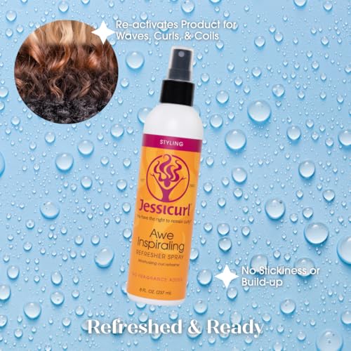 No Fragrance Jessicurl Awe Inspiraling Curl Refresh Spray 8 Fl oz - Moisturizing Midday Hair Mist