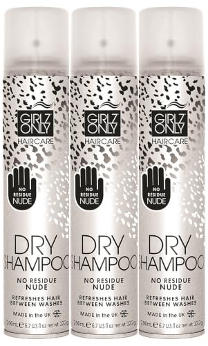 Girlz Only Dry Shampoo Nude Pack of 3 - Invisible Finish for All Hair Colors
