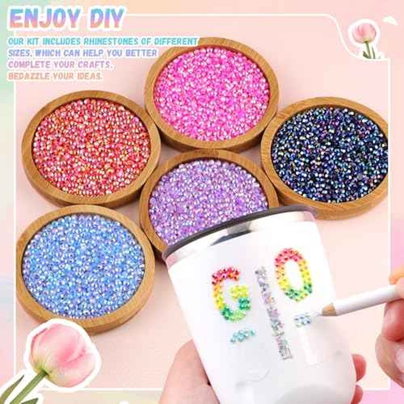 32000Pcs Resin Rhinestones for Bedazzling with B7000 Jewelry Glue, 3MM Colorful Gems Flatback Rhinestones for Crafting, Crystal for DIY Crafts Clothing Tumblers Mugs Shoes Fabric Decor Nail Art