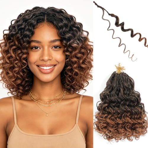 BATISI Gogo Curl Crochet Hair 8 Packs Short Ombre 10 Inch Pre-Looped Synthetic Extensions for Women
