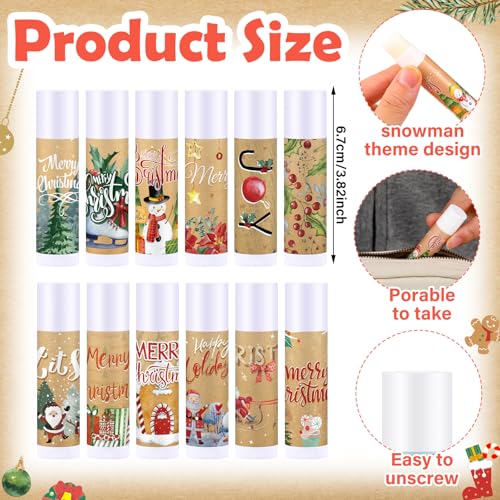 Vintage Christmas Lip Balm Set - Retro 48 Pcs Holiday Gift with Jasmine Flavor