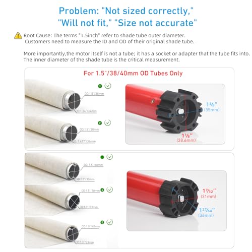 Battery Roller Shade Motor ERB25 for 1.5 Inch/38mm Tube DIY Electric Blinds - Bare Motor, Variation 38mm(1.5") Tube