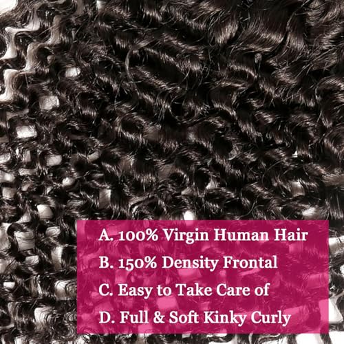 16 Inch Kinky Curly Lace Frontal Closure 13x4 HD Transparent Human Hair