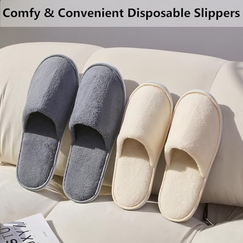 DECOUE 6 Pairs Disposable Slippers for Guest, Non Slip Spa Slides Washable Reusable House Shoes Hotel Indoor Slippers for Women Men, Home,Travel