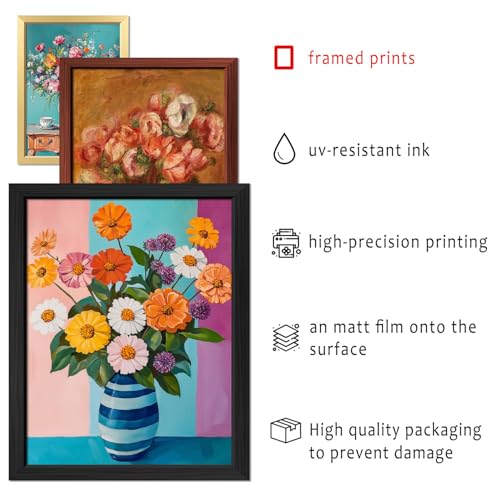 12x15 Framed Eclectic Wall Art Set - Maroon, 16 Pieces Mid-Century Modern Gallery Wall Decor