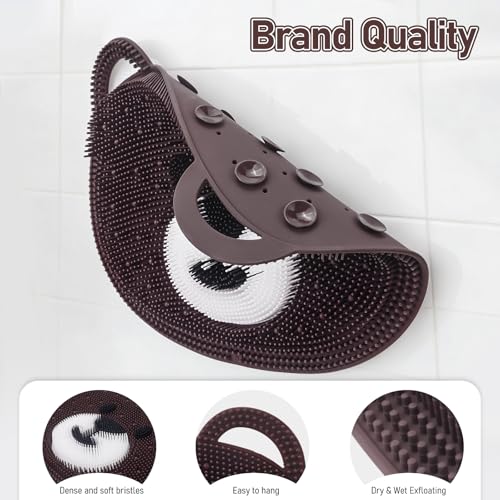 Foot Scrubber Mat in Shower 2 Pack, Silicone Foot Bath Exfloating Feet Cleaner Brush Pad Massager Acupressure Mat Improve Circulation & Reduce Feet Pain for Men Women Kids Children Br&Pk