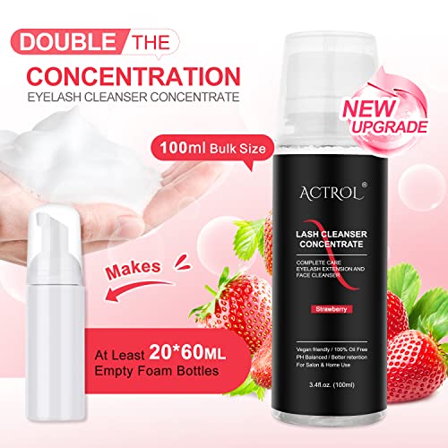 ACTROL Strawberry Lash Shampoo Concentrate 100ml Makes 20 Foaming Bottles - Salon & Home Use