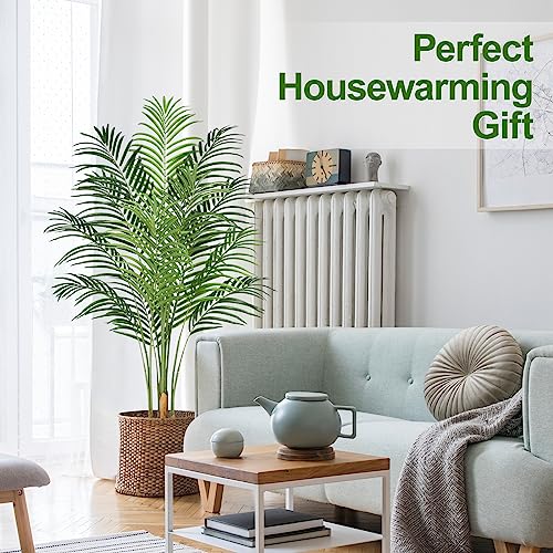 2 Pack 5ft Artificial Palm Trees for Indoor Outdoor Decor - Faux Areca Tree with Real Bark Design