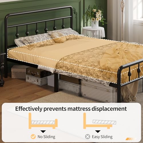 Black Twin Bed Frame with Headboard and Footboard - 12 Inch Platform Bed for Kids & Teens