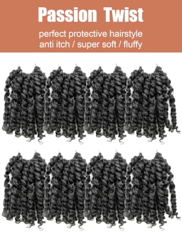 Salt and Pepper Passion Twist Hair Extensions 4 Inch Short Crochet Braid - Pack of 8
