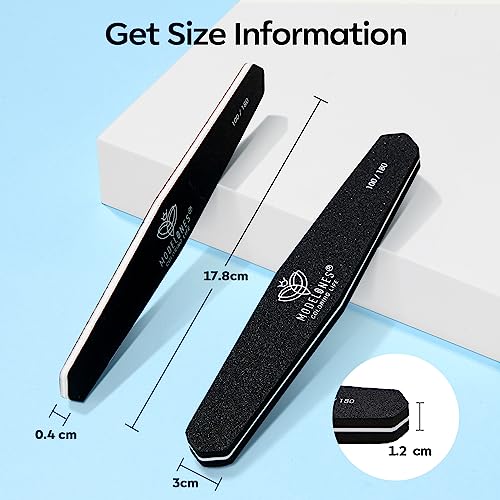Modelones Cuticle Remover Kit Nail Files and Nail Buffers Blocks 4 PCS, Double Side Trimed & Shaped Emery Board 100/150/180 Grits 600/3000 Nail Shine Polishing Stick Black